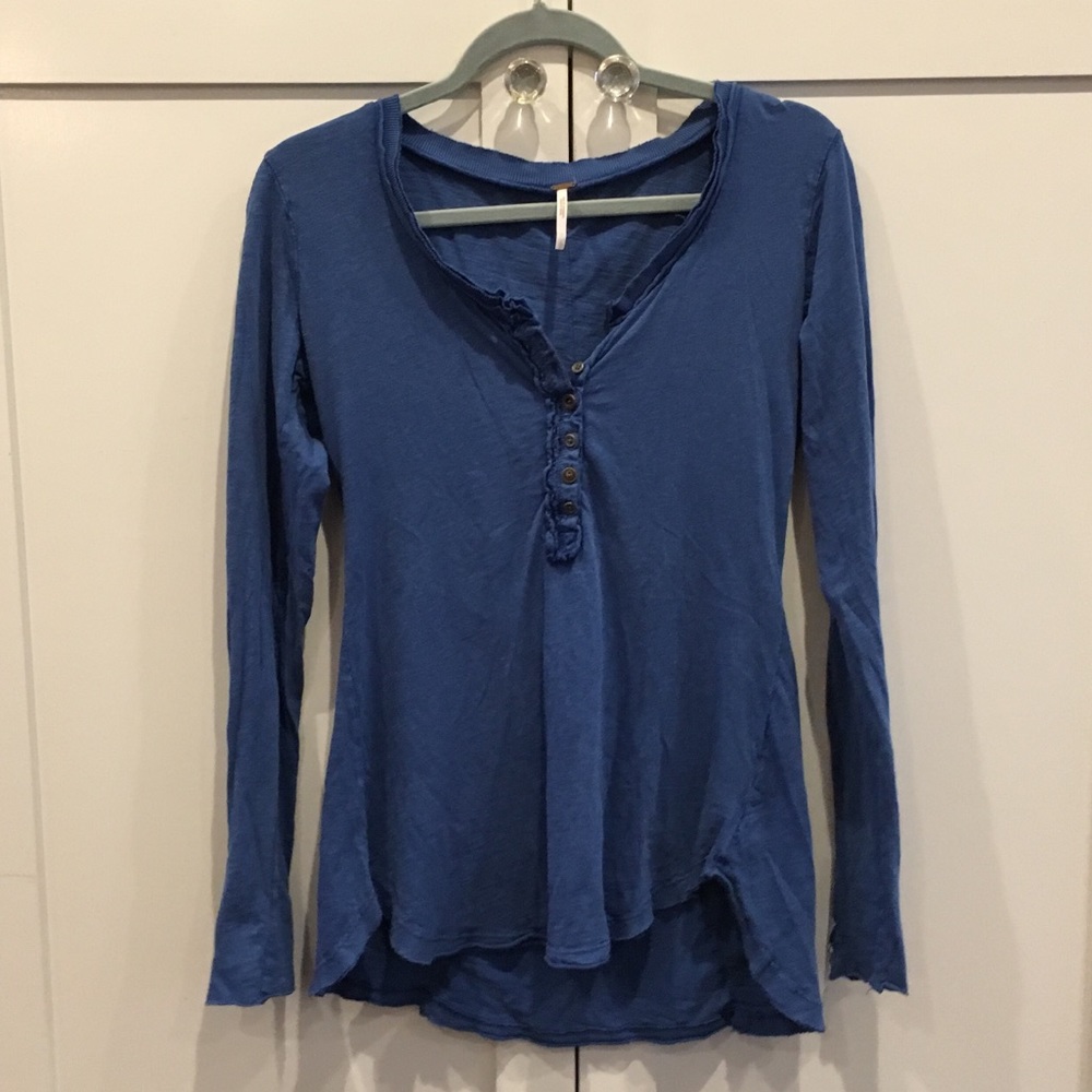 Free People Crocheted Sleeve Henley